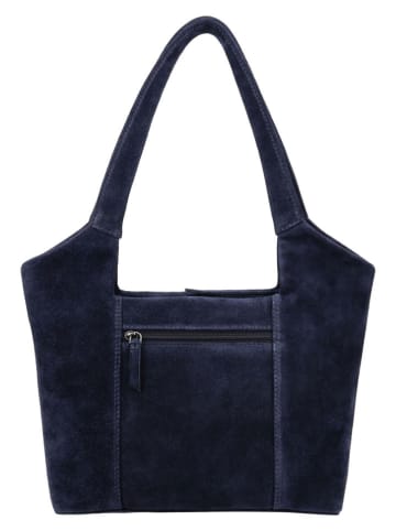 HIDE & STITCHES Leder-Schultertasche "Brazos" in Dunkelblau - (B)38 x (H)23 x (T)11 cm