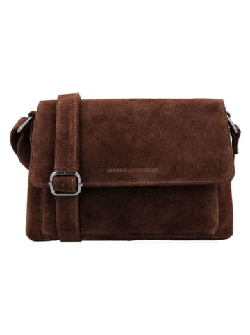 HIDE & STITCHES Leder-Umhängetasche "Brazos" in Braun - (B)24,5 x (H)16 x (T)5,5 cm