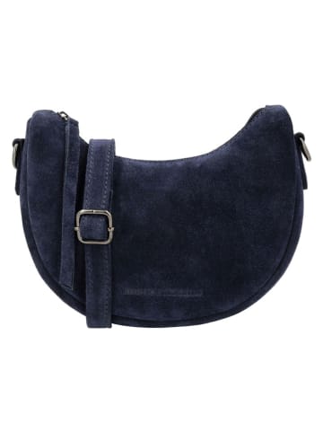 HIDE & STITCHES Leder-Schultertasche "Brazos" in Dunkelblau - (B)22 x (H)16 x (T)5,5 cm