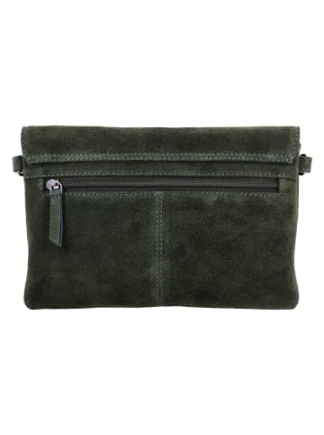 HIDE & STITCHES Leder-Umhängetasche "Brazos" in Oliv - (B)24 x (H)16 x (T)5,5 cm