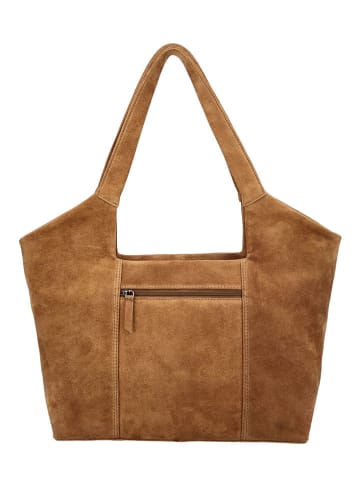 HIDE & STITCHES Leren schoudertas "Brazos" lichtbruin - (B)38 x (H)23 x (D)11 cm