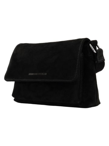 HIDE & STITCHES Leder-Umhängetasche "Brazos" in Schwarz - (B)24,5 x (H)16 x (T)5,5 cm