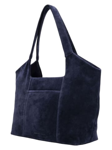HIDE & STITCHES Leder-Schultertasche "Brazos" in Dunkelblau - (B)38 x (H)23 x (T)11 cm