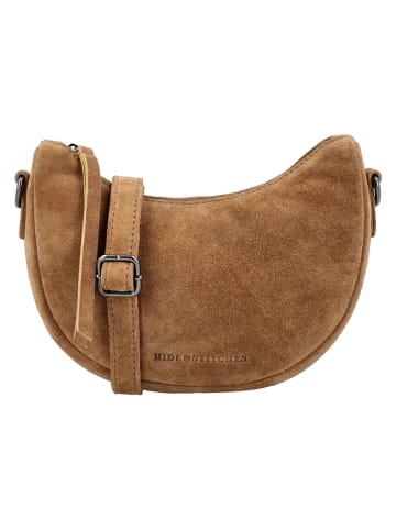 HIDE & STITCHES Leren schoudertas "Brazos" lichtbruin - (B)22 x (H)16 x (D)5,5 cm