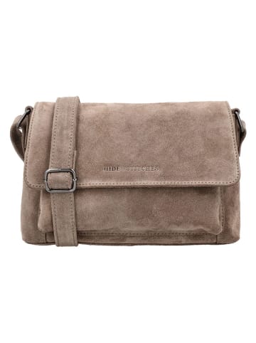 HIDE & STITCHES Skórzana torebka "Brazos" w kolorze szarobrązowym - 24,5 x 16 x 5,5 cm