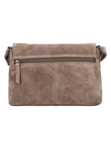 HIDE & STITCHES Leder-Umhängetasche "Brazos" in Taupe - (B)24,5 x (H)16 x (T)5,5 cm