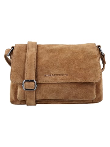 HIDE & STITCHES Leder-Umhängetasche "Brazos" in Hellbraun - (B)24,5 x (H)16 x (T)5,5 cm