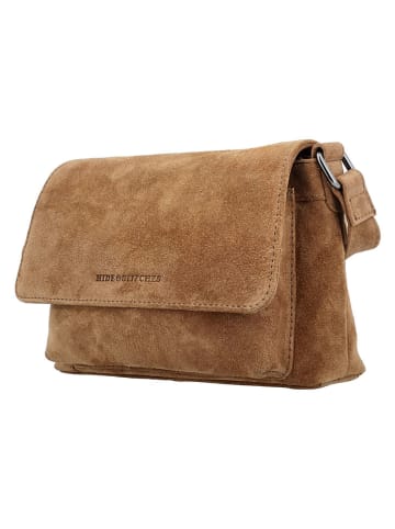 HIDE & STITCHES Leder-Umhängetasche "Brazos" in Hellbraun - (B)24,5 x (H)16 x (T)5,5 cm