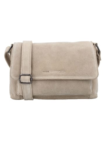 HIDE & STITCHES Leren schoudertas "Brazos" beige - (B)24,5 x (H)16 x (D)5,5 cm