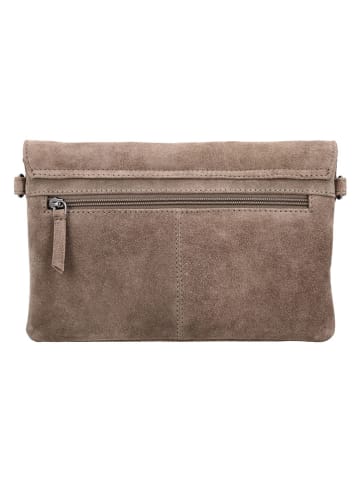 HIDE & STITCHES Leder-Umhängetasche "Brazos" in Taupe - (B)24 x (H)16 x (T)5,5 cm