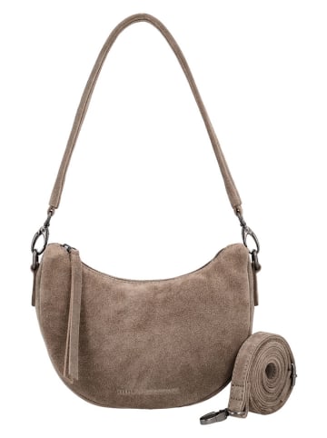 HIDE & STITCHES Skórzana torebka "Brazos" w kolorze szarobrązowym - 22 x 16 x 5,5 cm