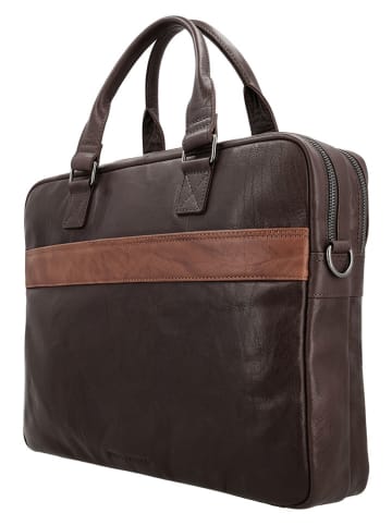 HIDE & STITCHES Leder-Businesstasche "Donau" in Braun - (B)39 x (H)39 x (T)8 cm