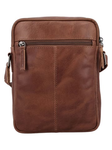 HIDE & STITCHES Leder-Umhängetasche "Donau" in Hellbraun - (B)18 x (H)24 x (T)6 cm