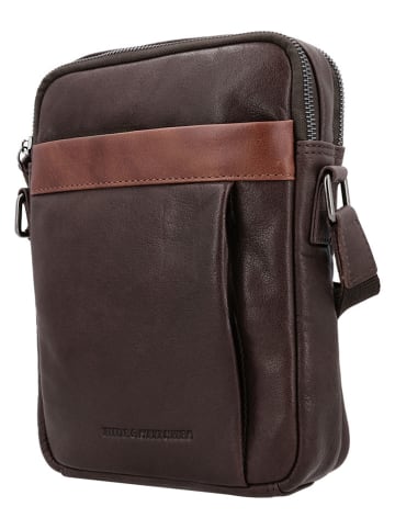 HIDE & STITCHES Leder-Umhängetasche "Donau" in Braun - (B)18 x (H)24 x (T)6 cm
