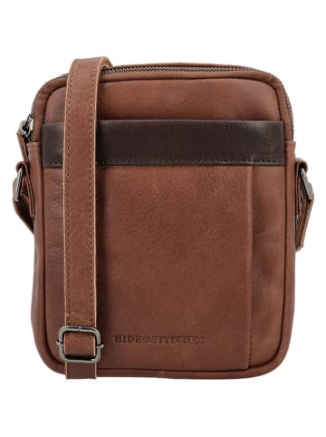 HIDE & STITCHES Leren schoudertas "Donau" lichtbruin - (B)16 x (H)20 x (D)6 cm