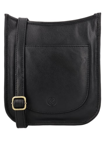 HIDE & STITCHES Leren schoudertas "Jura" zwart - (B)20 x (H)21 x (D)8 cm