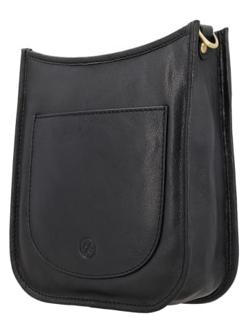 HIDE & STITCHES Leder-Umhängetasche "Jura" in Schwarz - (B)20 x (H)21 x (T)8 cm