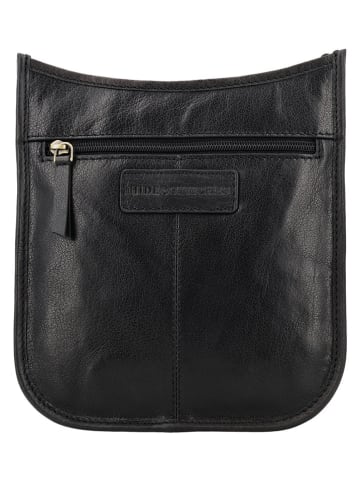 HIDE & STITCHES Leren schoudertas "Jura" zwart - (B)20 x (H)21 x (D)8 cm