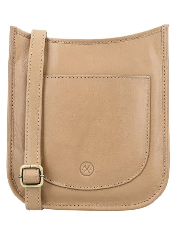 HIDE & STITCHES Leren schoudertas "Jura" beige - (B)20 x (H)21 x (D)8 cm