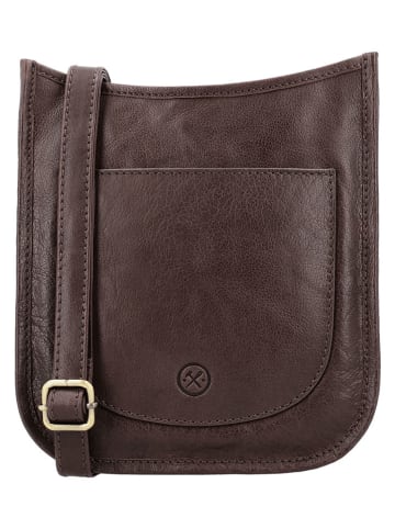 HIDE & STITCHES Leder-Umhängetasche "Jura" in Braun - (B)20 x (H)21 x (T)8 cm