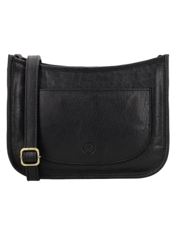 HIDE & STITCHES Leren schoudertas "Jura" zwart - (B)25 x (H)17 x (D)10 cm