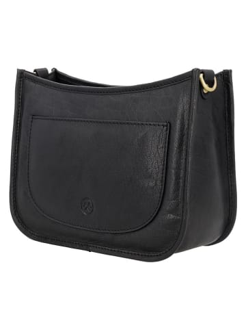 HIDE & STITCHES Leder-Schultertasche "Jura" in Schwarz - (B)25 x (H)17 x (T)10 cm