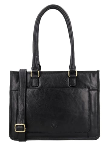 HIDE & STITCHES Leren schoudertas "Jura" zwart - (B)30 x (H)21 x (D)10 cm