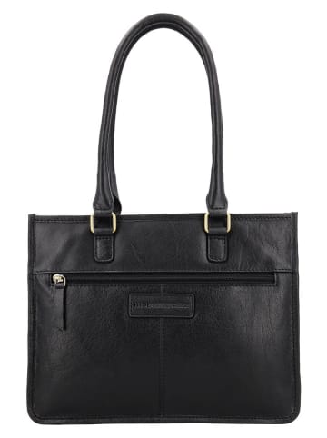 HIDE & STITCHES Leder-Schultertasche "Jura" in Schwarz - (B)30 x (H)21 x (T)10 cm