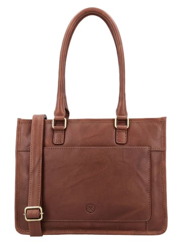 HIDE & STITCHES Leder-Schultertasche "Jura" in Hellbraun - (B)30 x (H)21 x (T)10 cm