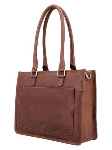 HIDE & STITCHES Leder-Schultertasche "Jura" in Hellbraun - (B)30 x (H)21 x (T)10 cm