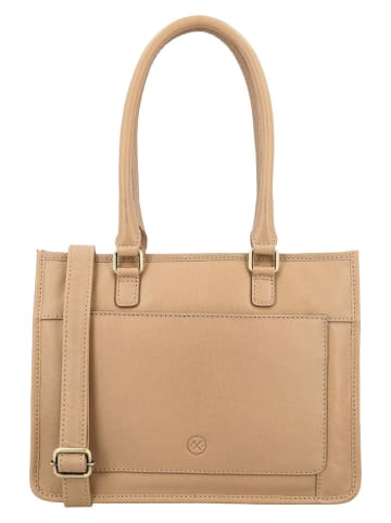 HIDE & STITCHES Leren schoudertas "Jura" beige - (B)30 x (H)21 x (D)10 cm