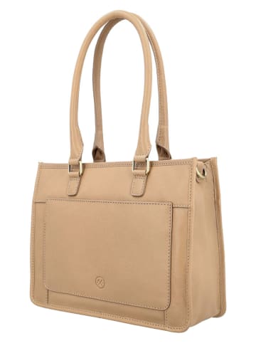 HIDE & STITCHES Leren schoudertas "Jura" beige - (B)30 x (H)21 x (D)10 cm