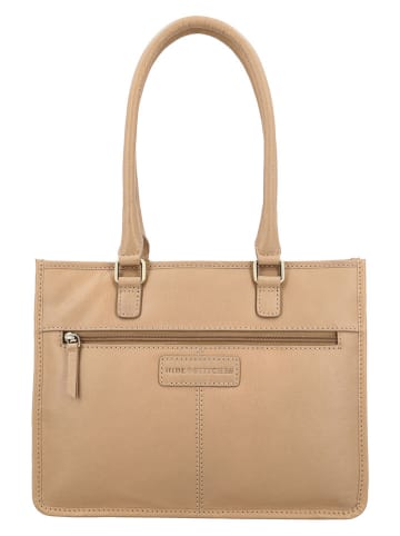 HIDE & STITCHES Leder-Schultertasche "Jura" in Beige - (B)30 x (H)21 x (T)10 cm
