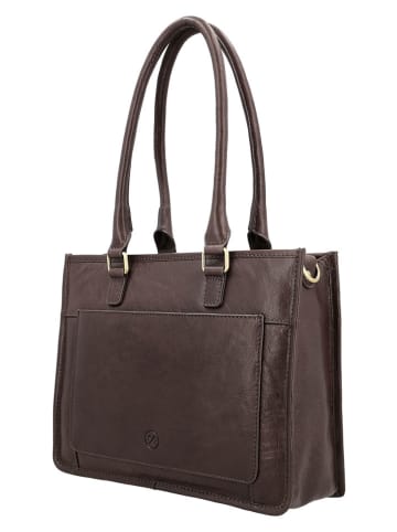 HIDE & STITCHES Leder-Schultertasche "Jura" in Braun - (B)30 x (H)21 x (T)10 cm