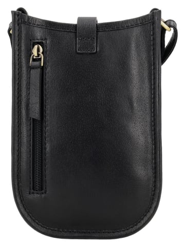 HIDE & STITCHES Leren smartphonetas "Jura" zwart - (B)12 x (H)17 x (D)4 cm