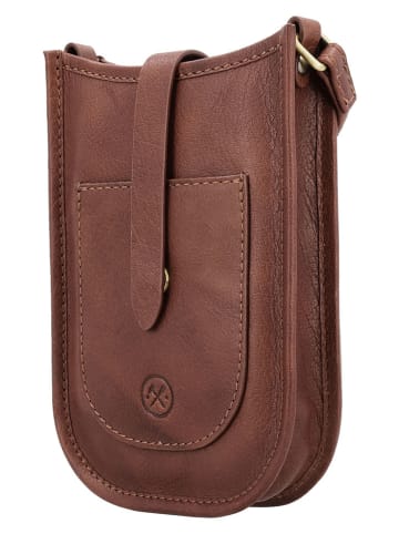 HIDE & STITCHES Leren smartphonetas "Jura" lichtbruin - (B)12 x (H)17 x (D)4 cm