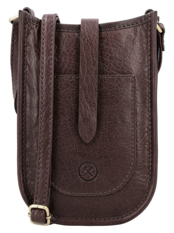 HIDE & STITCHES Leren smartphonetas "Jura" bruin - (B)12 x (H)17 x (D)4 cm