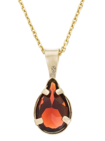 OR ÉCLAT Złota zawieszka "Goutte grenat" z granatem