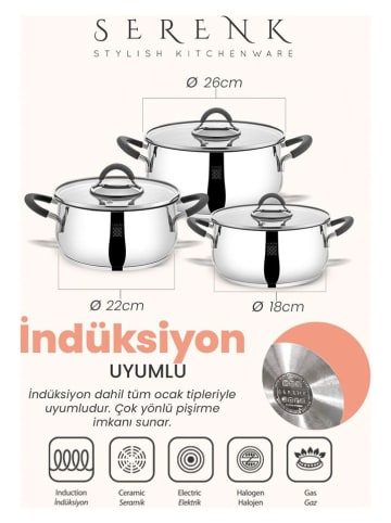 InnovaGoods 6tlg. Edelstahl-Kochtöpfe-Set ''Modernist''