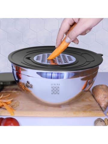 InnovaGoods 9-delige mengkom- & zeefset zilverkleurig/zwart