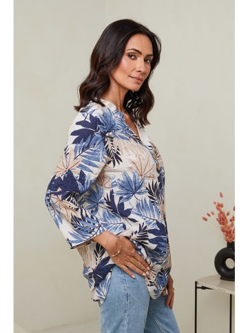 Le Monde du Lin Leinen-Tunika in Beige/ Blau