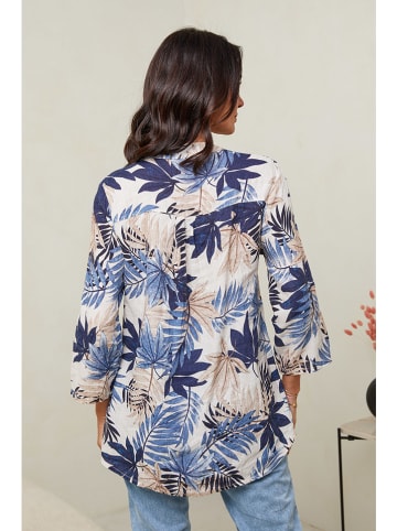 Le Monde du Lin Lniana tunika w kolorze beżowo-niebieskim