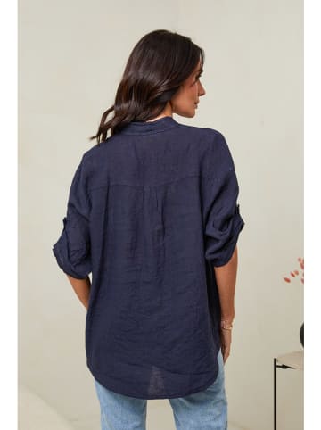 Le Monde du Lin Linnen blouse donkerblauw