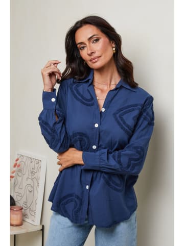 Le Monde du Lin Linnen blouse donkerblauw