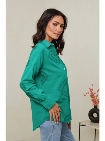 Le Monde du Lin Lniana bluzka w kolorze zielonym