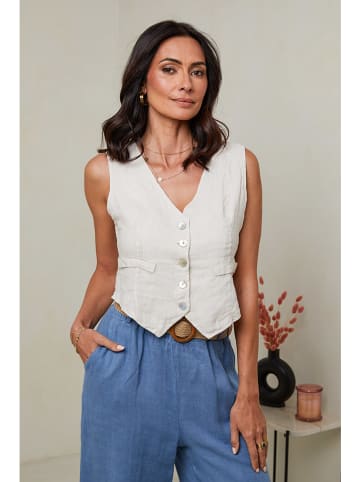 Le Monde du Lin Leinen-Weste in Creme