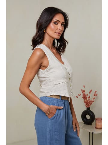 Le Monde du Lin Leinen-Weste in Creme