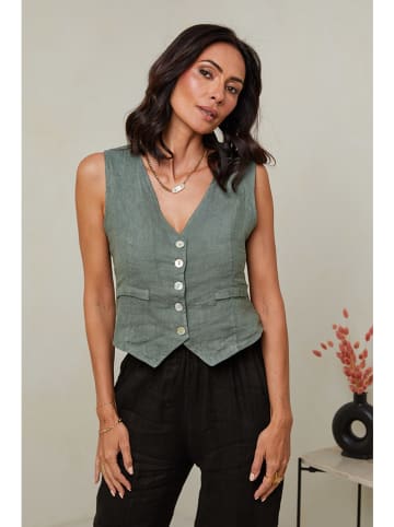 Le Monde du Lin Lniana kamizelka w kolorze khaki