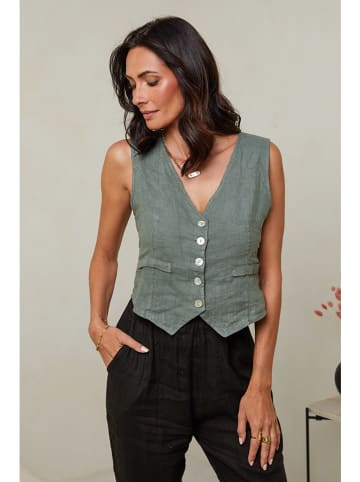 Le Monde du Lin Lniana kamizelka w kolorze khaki