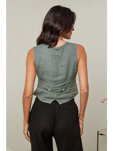 Le Monde du Lin Lniana kamizelka w kolorze khaki